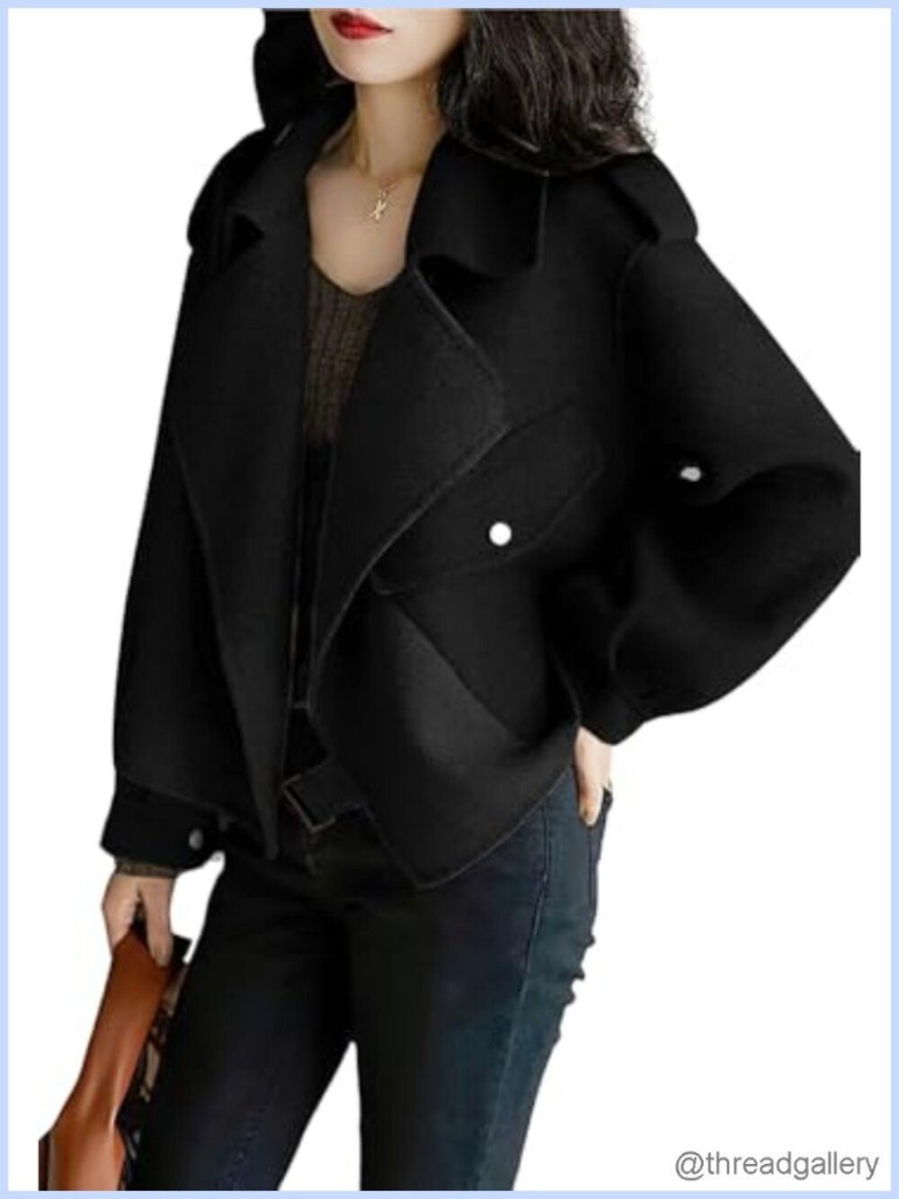 Cropped Wool Blend Coat Open Front Loose Blazer Jacket Short Trench